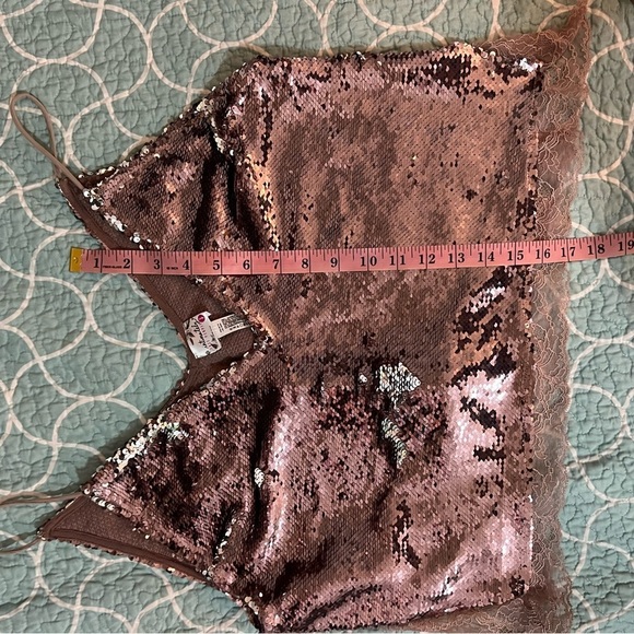 Free People Pink Swinging Sequins Lace Tank Top small Barbie - Picture 7 of 9